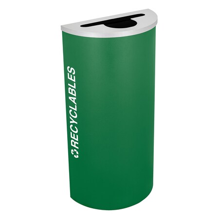 Ex-Cell Kaiser 8-Gal. Half-Round Receptacle - Recyclables decal, Green RC-KDHR-R EGX